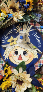 Navy Autumn Scarecrow Wreath