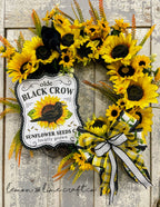Black Crow Floral Sunflower Wreath