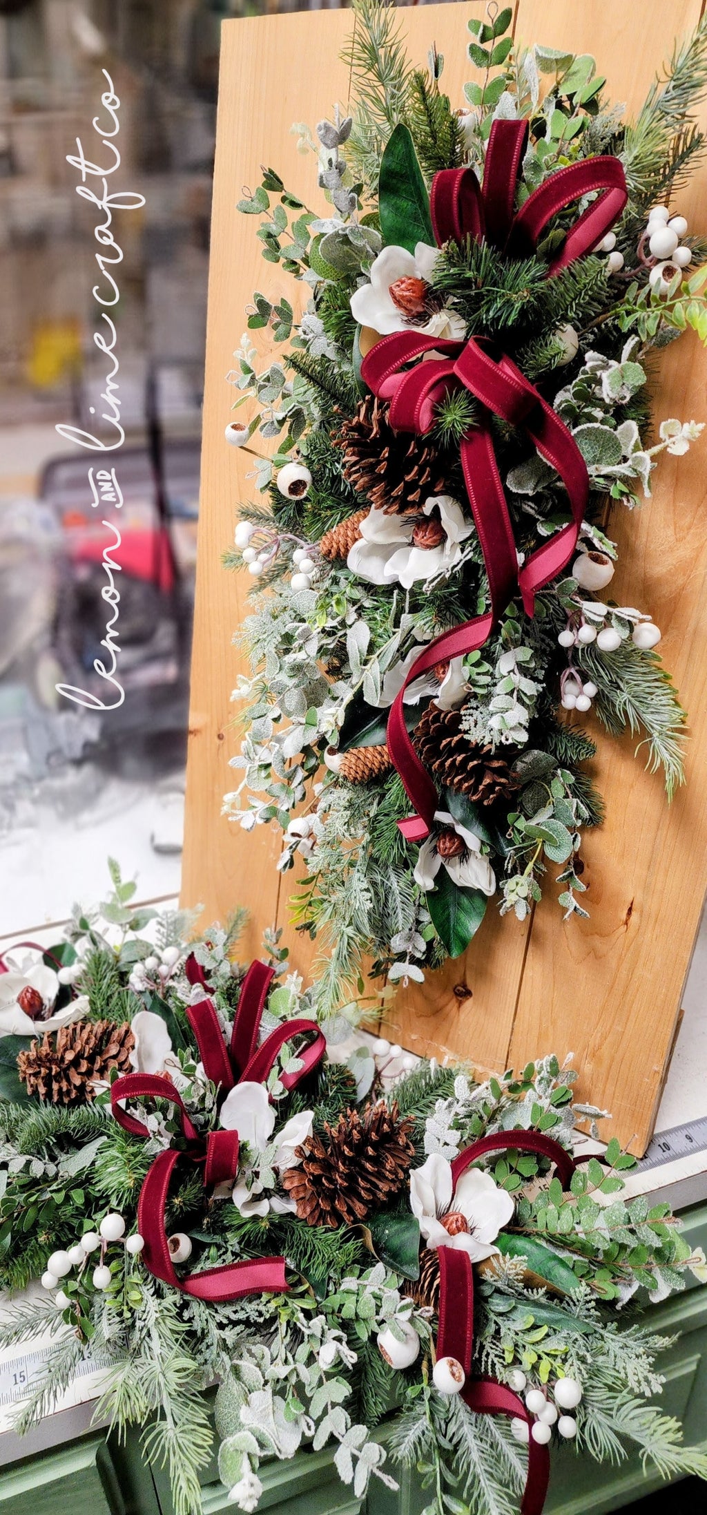 Wintry Magnolia Swag Doorhanger or Tablescape