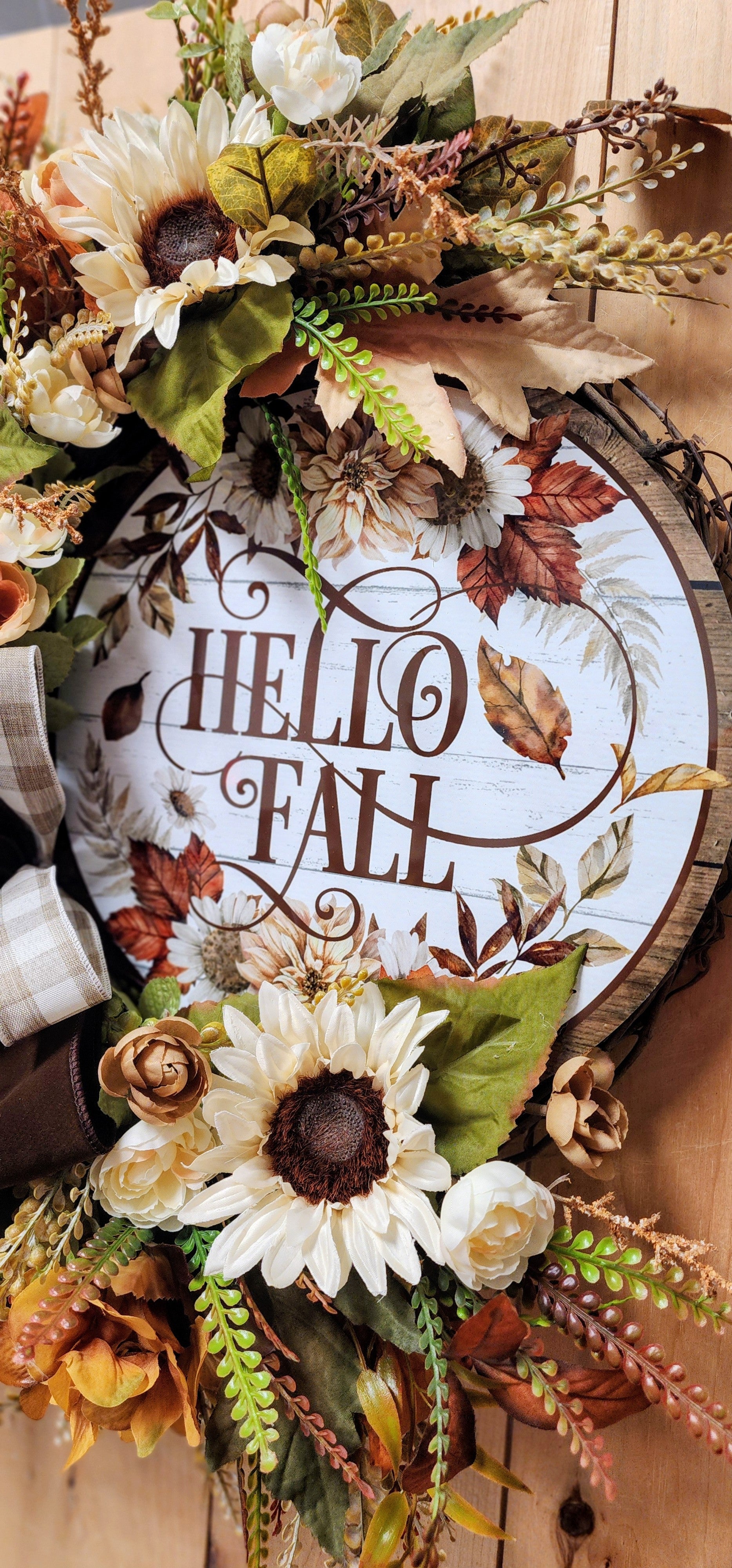 Neutral Fall Floral Grapevine Wreath
