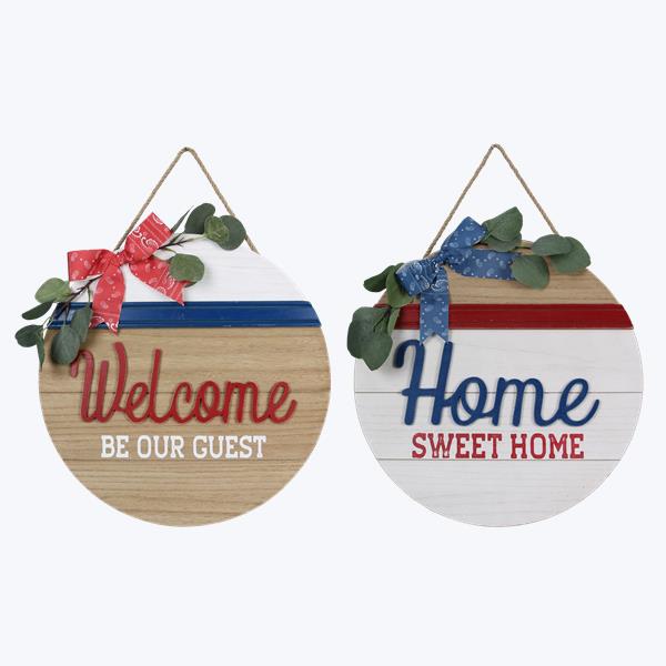 Patriotic Round Wood Doorhanger