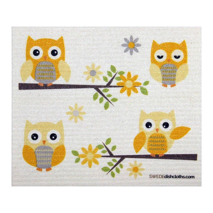 Owls in Branches Swedish Dishcloth