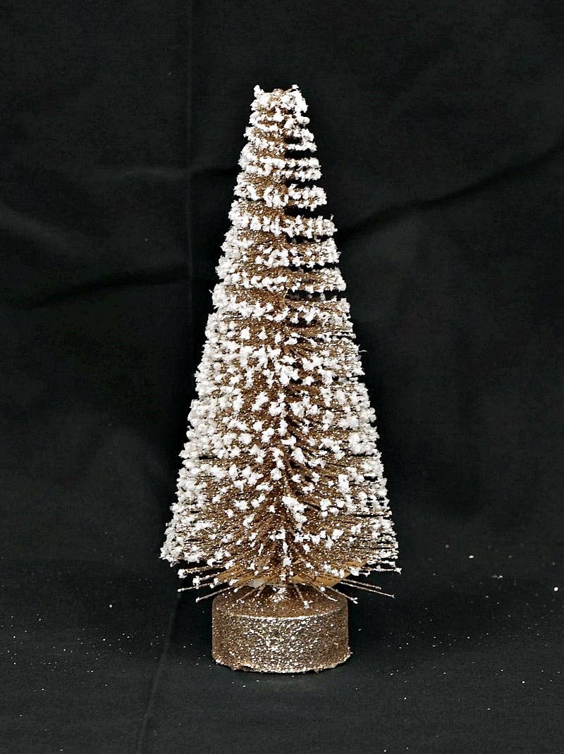 8in Champagne White Glitter Mini Tree