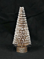 8in Champagne White Glitter Mini Tree