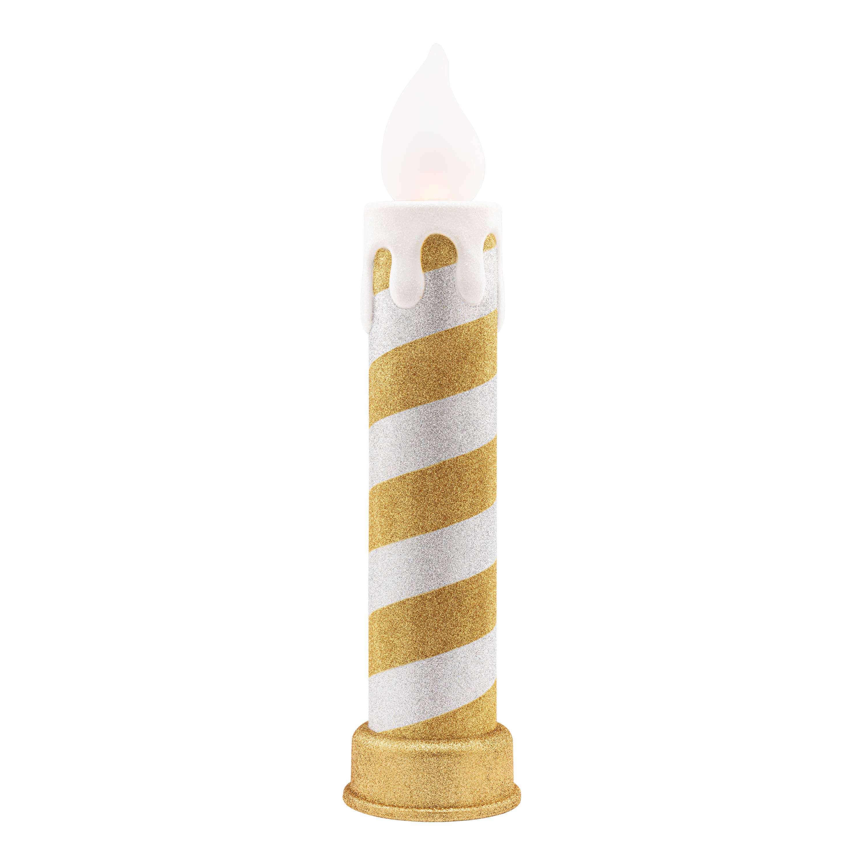 90th Anniversary 24in Blow Mold Candle - Gold/Silver Stripes