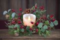 Holiday Eucalyptus Candle Ring - 4.5in
