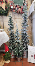 Snowy Artificial Evergreen Tree in Bucket