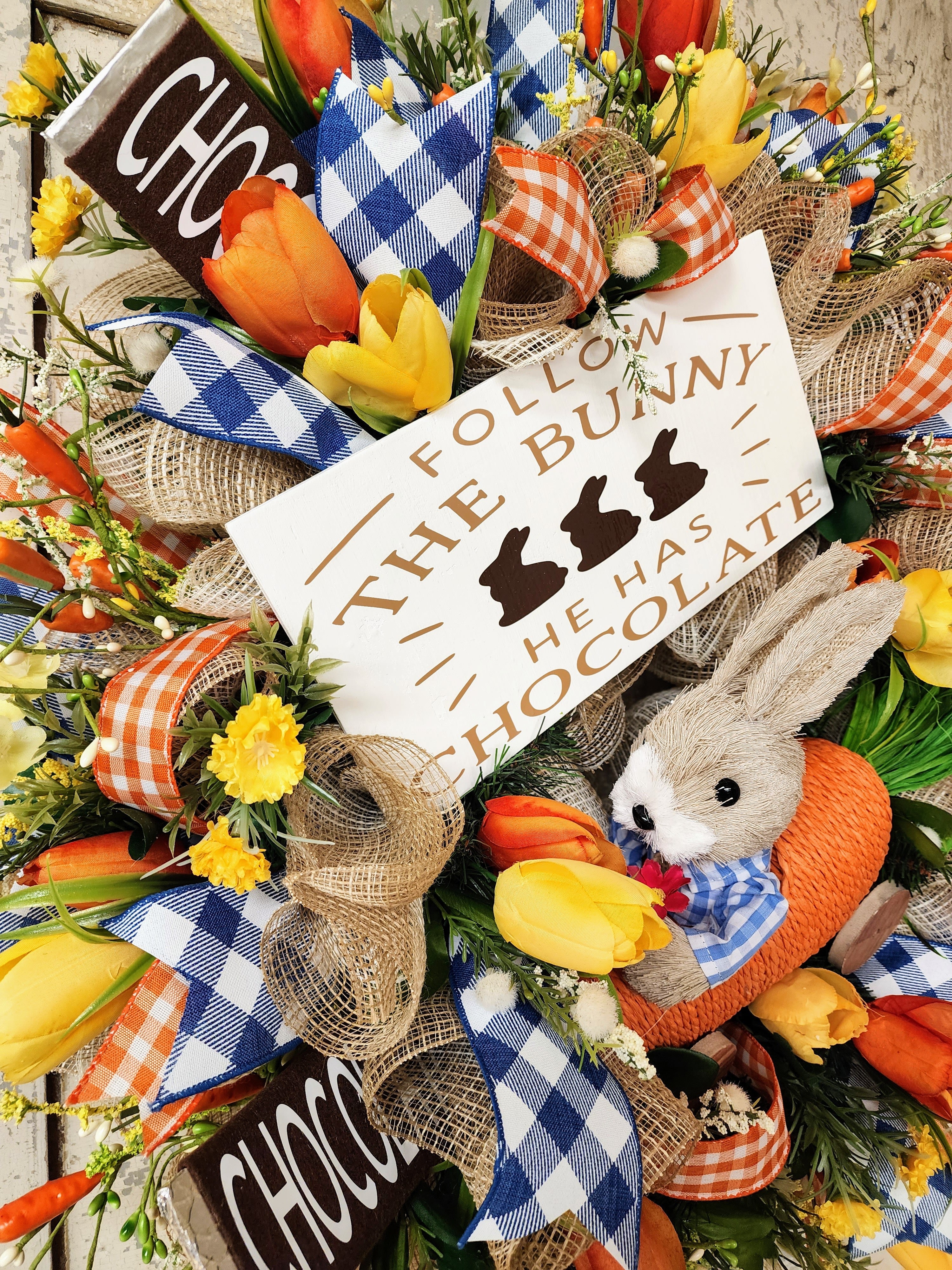 Chocolate Bar Easter Mesh Wreath