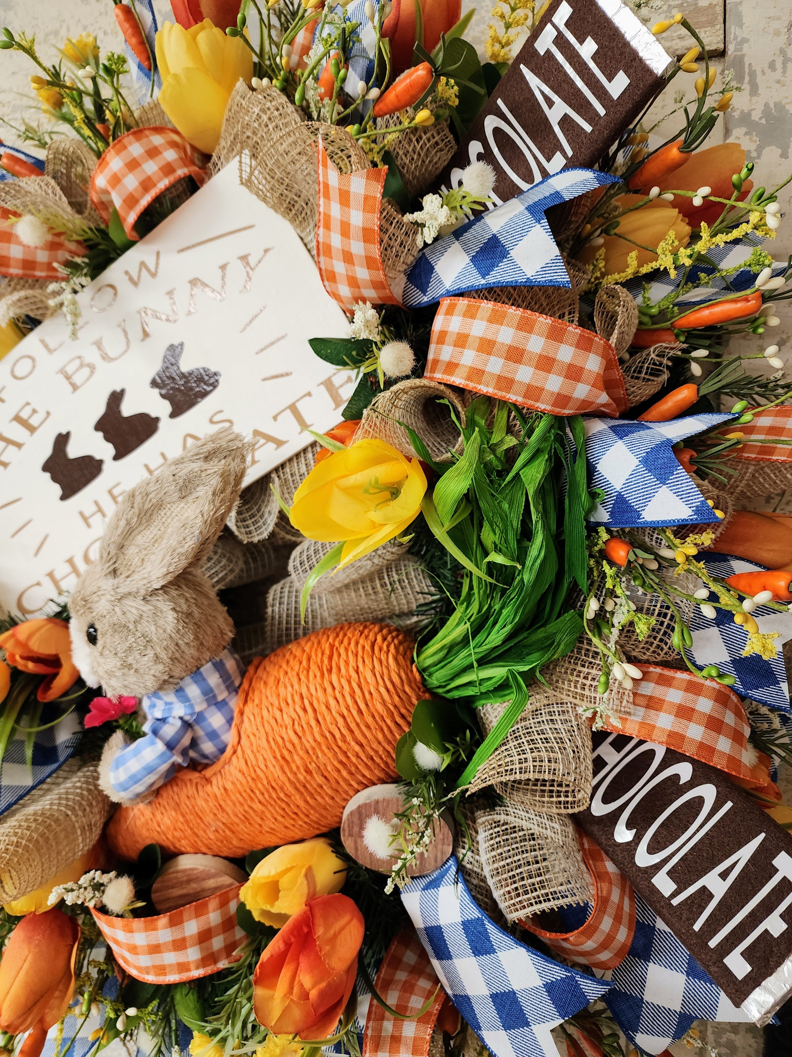 Chocolate Bar Easter Mesh Wreath