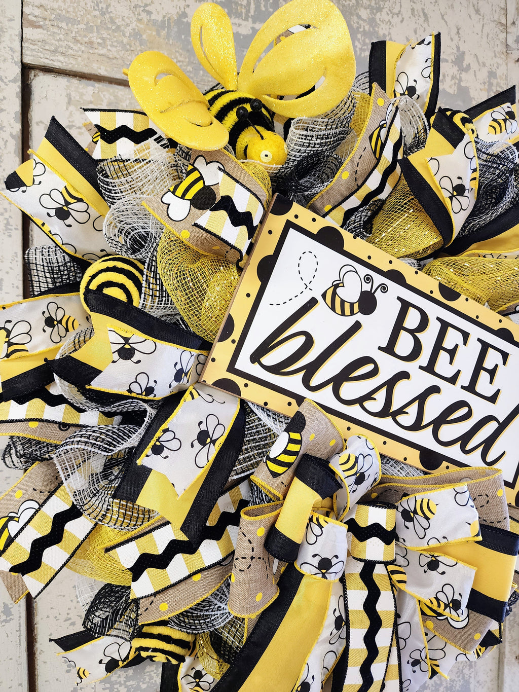 Bee Blessed Mesh Wreath
