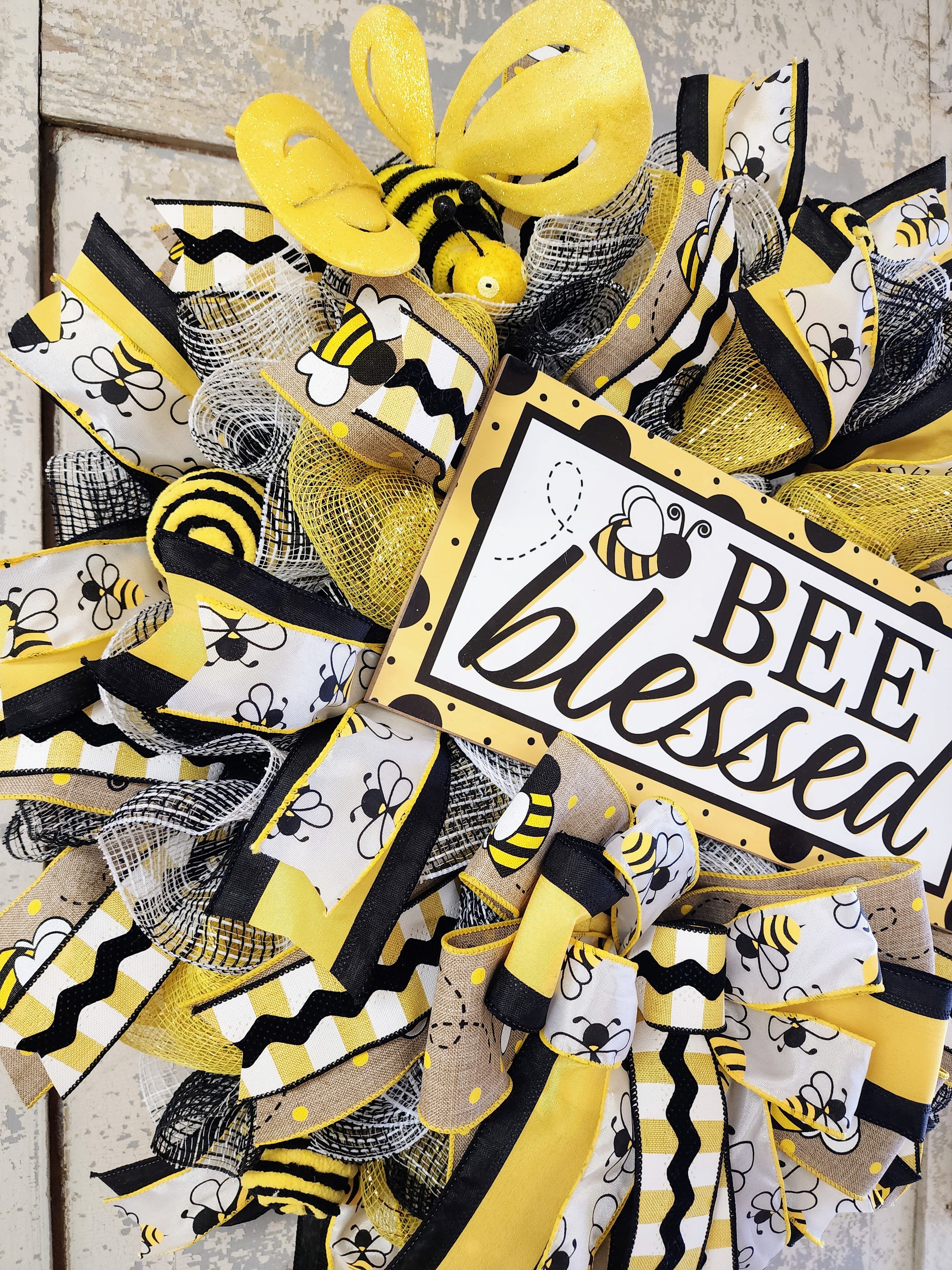 Bee Blessed Mesh Wreath