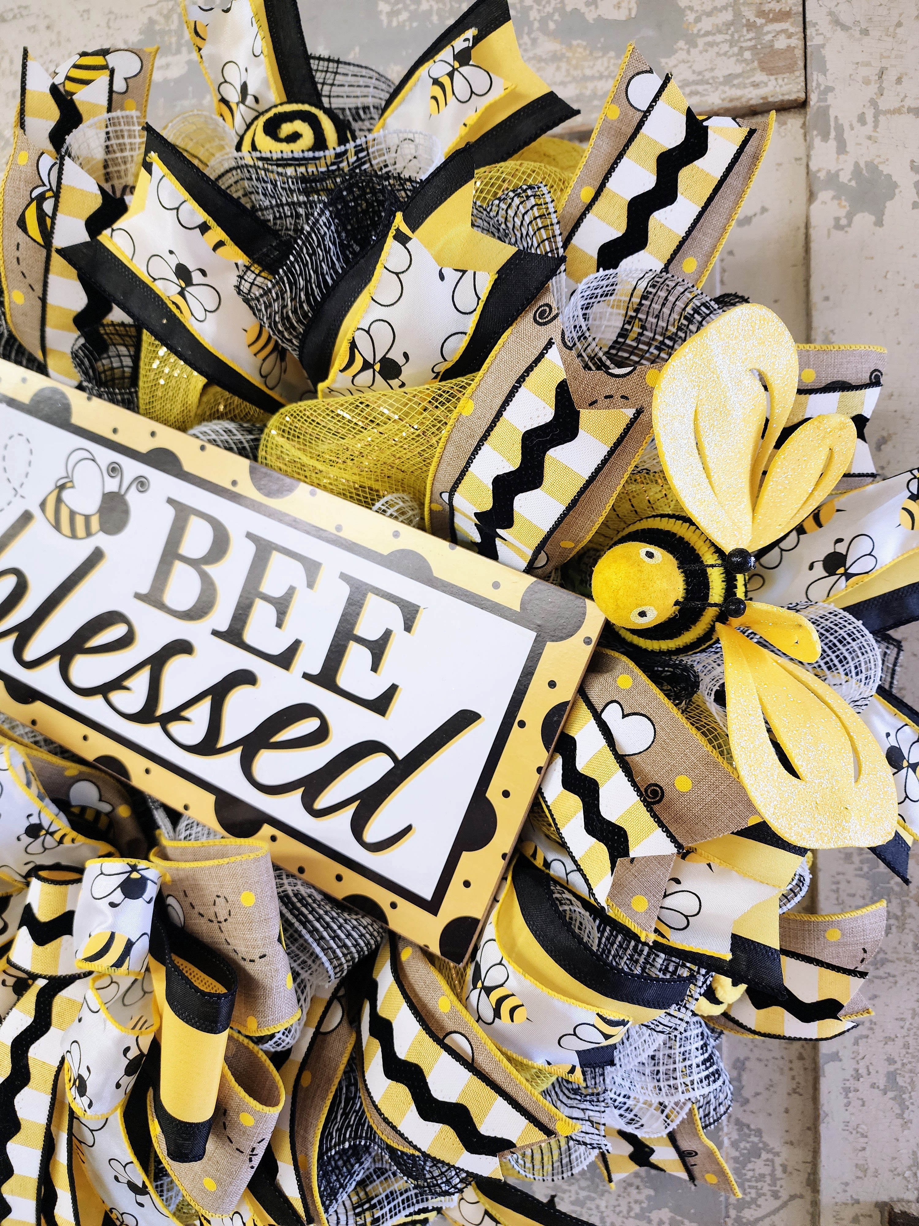 Bee Blessed Mesh Wreath