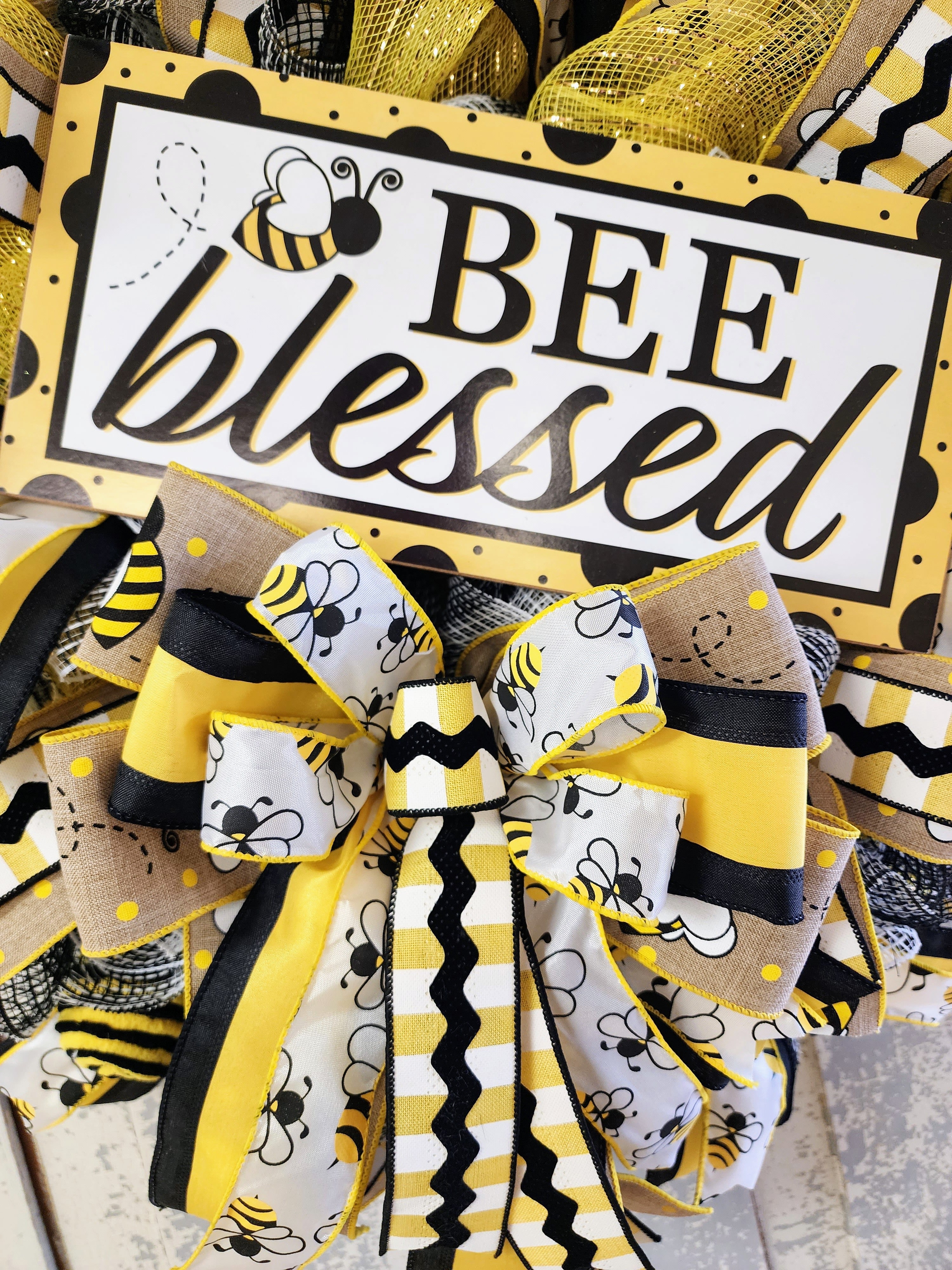 Bee Blessed Mesh Wreath