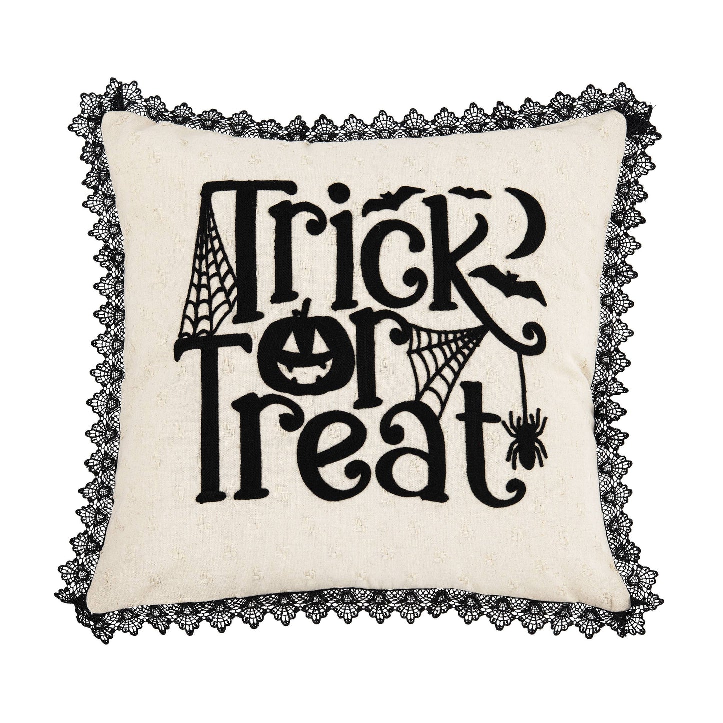 Halloween Trick Or Treat Black and White Pillow