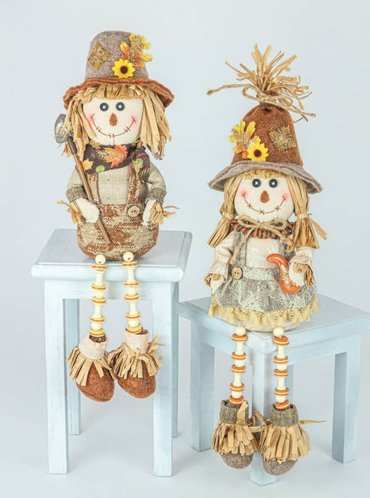 Harvest Time Button-Leg Scarecrow Sitter