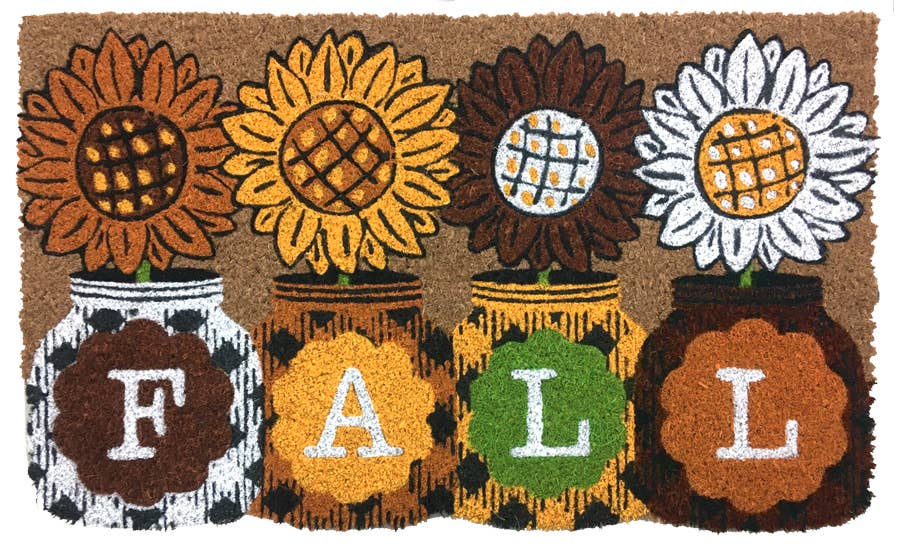 Fall Sunflowers Natural Fiber Coir Doormat