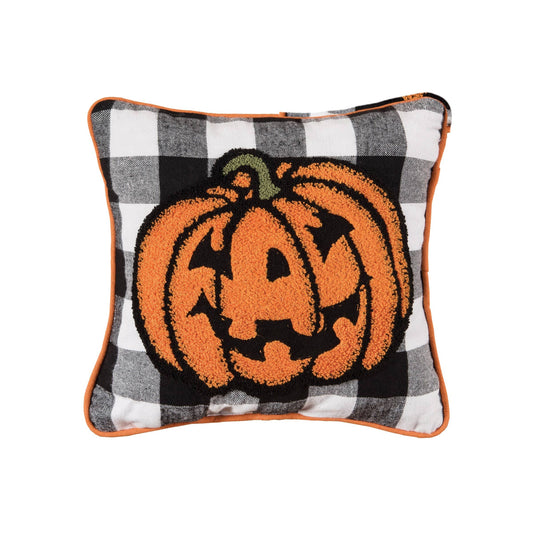 Halloween Jack-o -Lantern Check Pillow