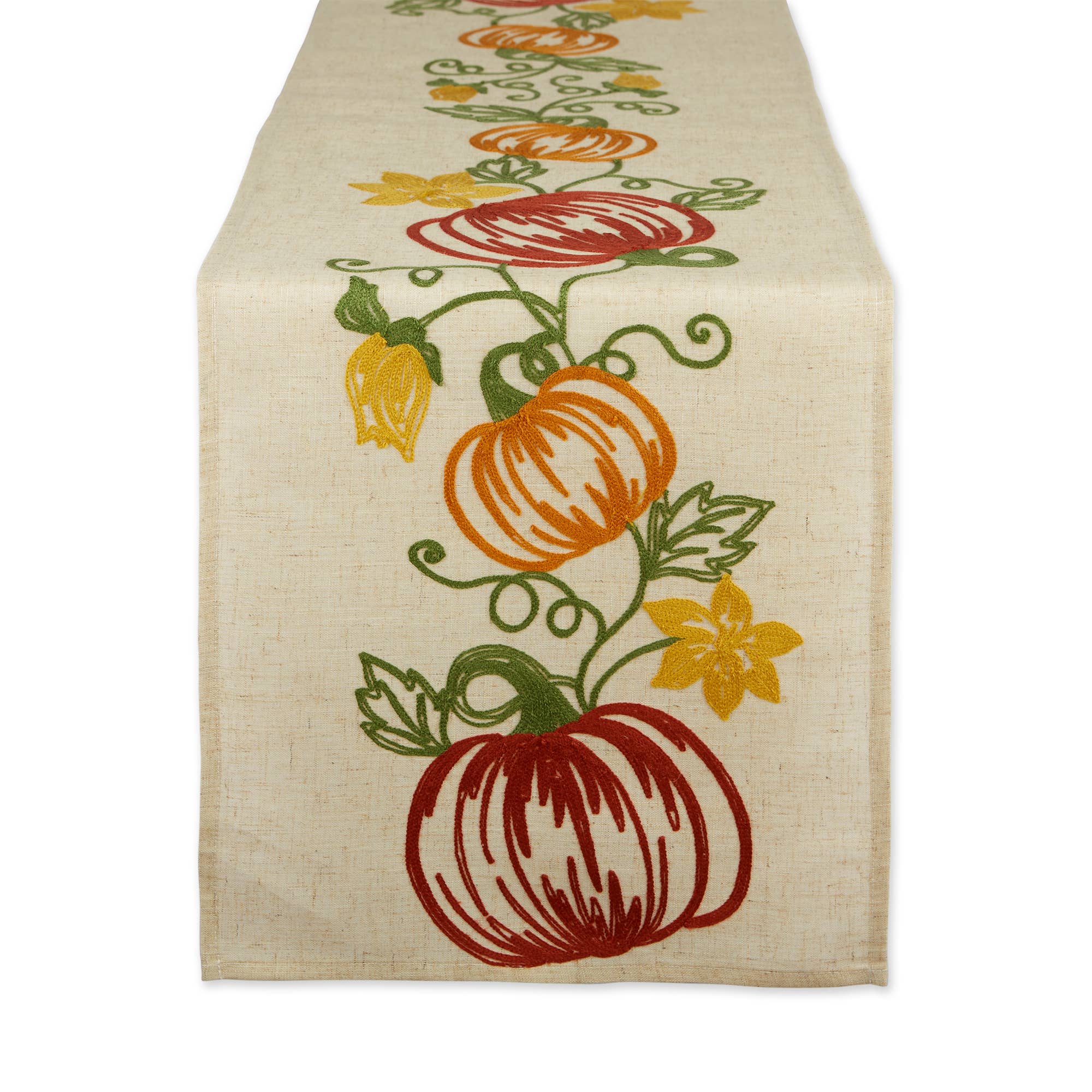 Pumpkin Vine Embroidered Table Runner