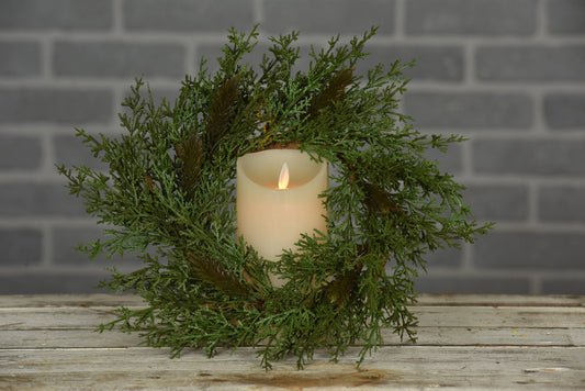 Rustic Cedar Candle Ring - 6.5in