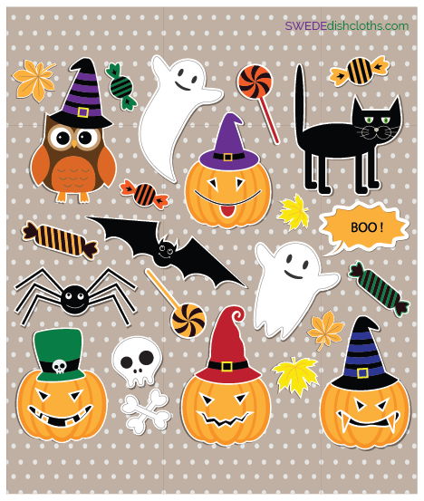 Halloween Collage Swedish Dishcloth
