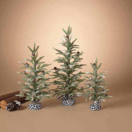 Pine Trees w/ Black & White Plaid Wrapped Base