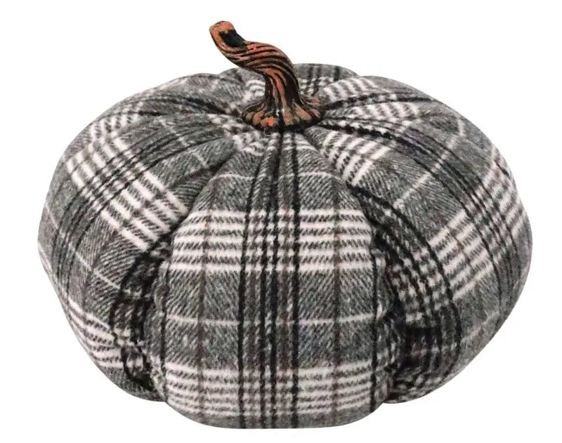 Large Plaid Plush Pumpkin