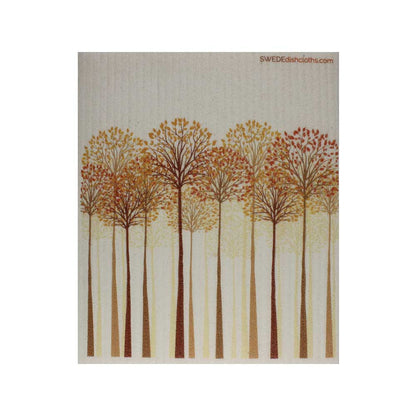 Tall Autumn Trees Swedish Dishcloth