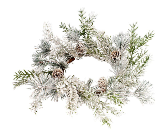 Snowy Pine Candle Ring - 4.5 in
