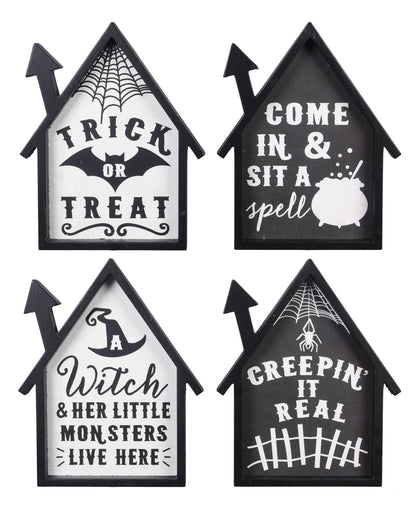 Wood Framed House Halloween Wall Sign