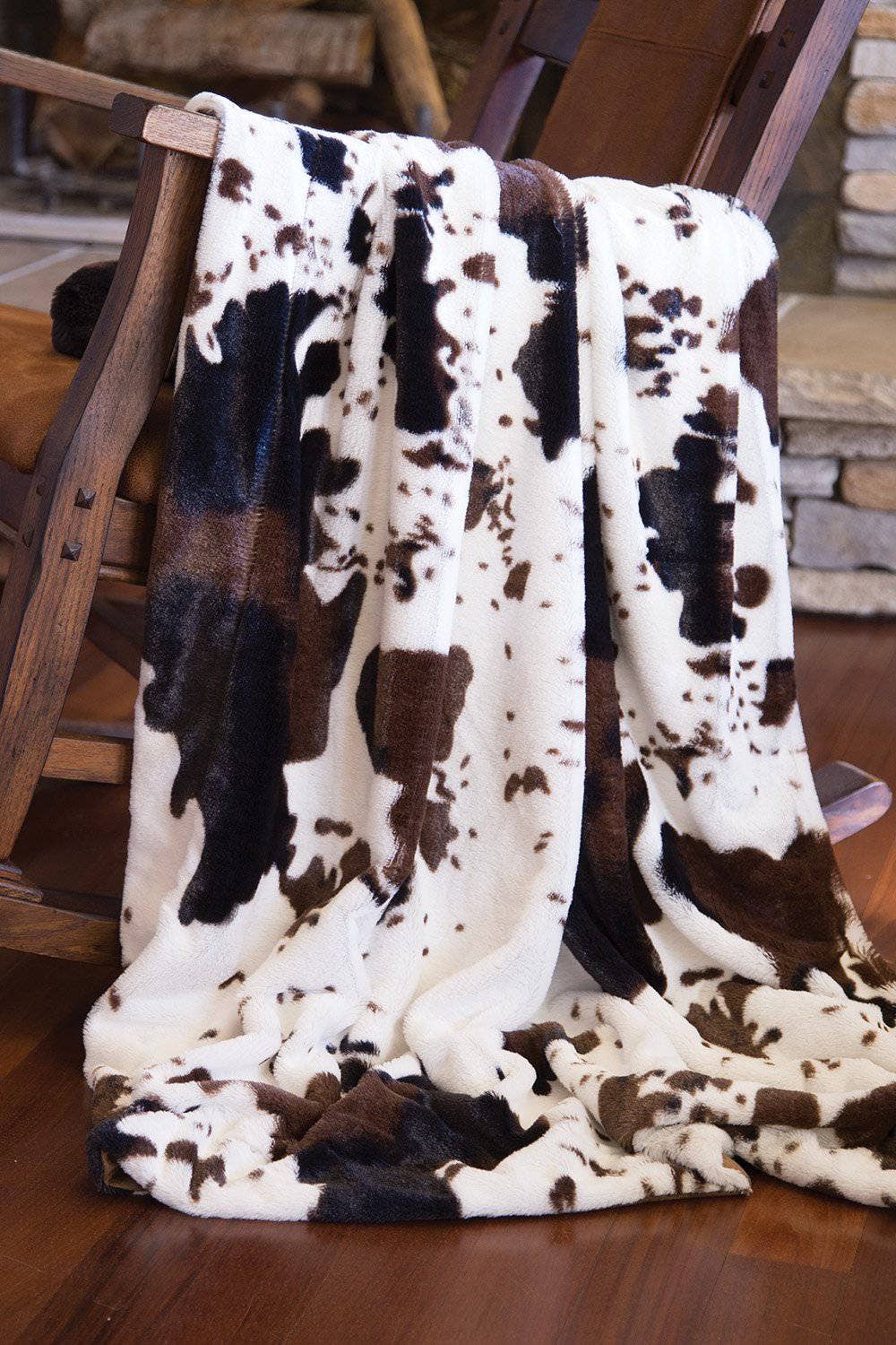 Cowhide Plush Fur Sherpa Fleece Throw Blanket