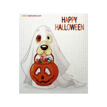 Halloween Ghost Dog Swedish Dishcloth