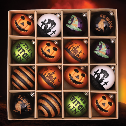 Halloween Ornament Round Ball 16 Piece Set