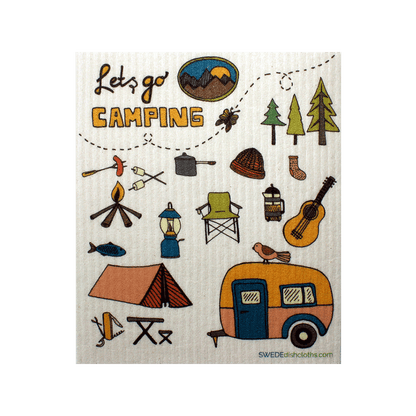 Lets Go Camping Swedish Dishcloth