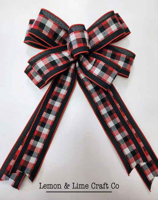 Medium Winter Plaid Bow