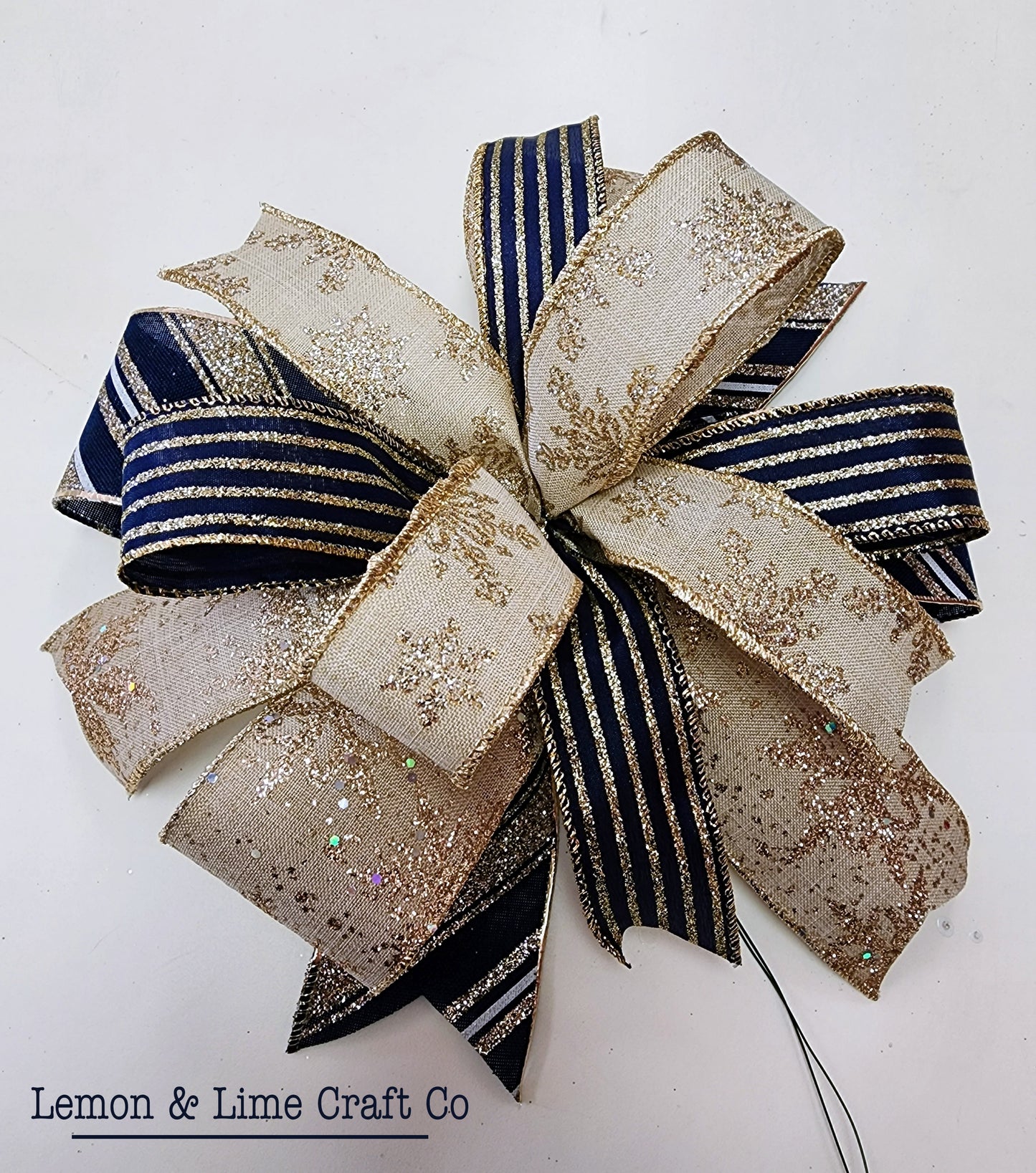 Small Navy/Champagne Bow