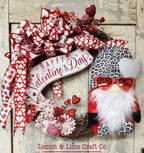 Valentine Leopard Gnome Grapevine Wreath