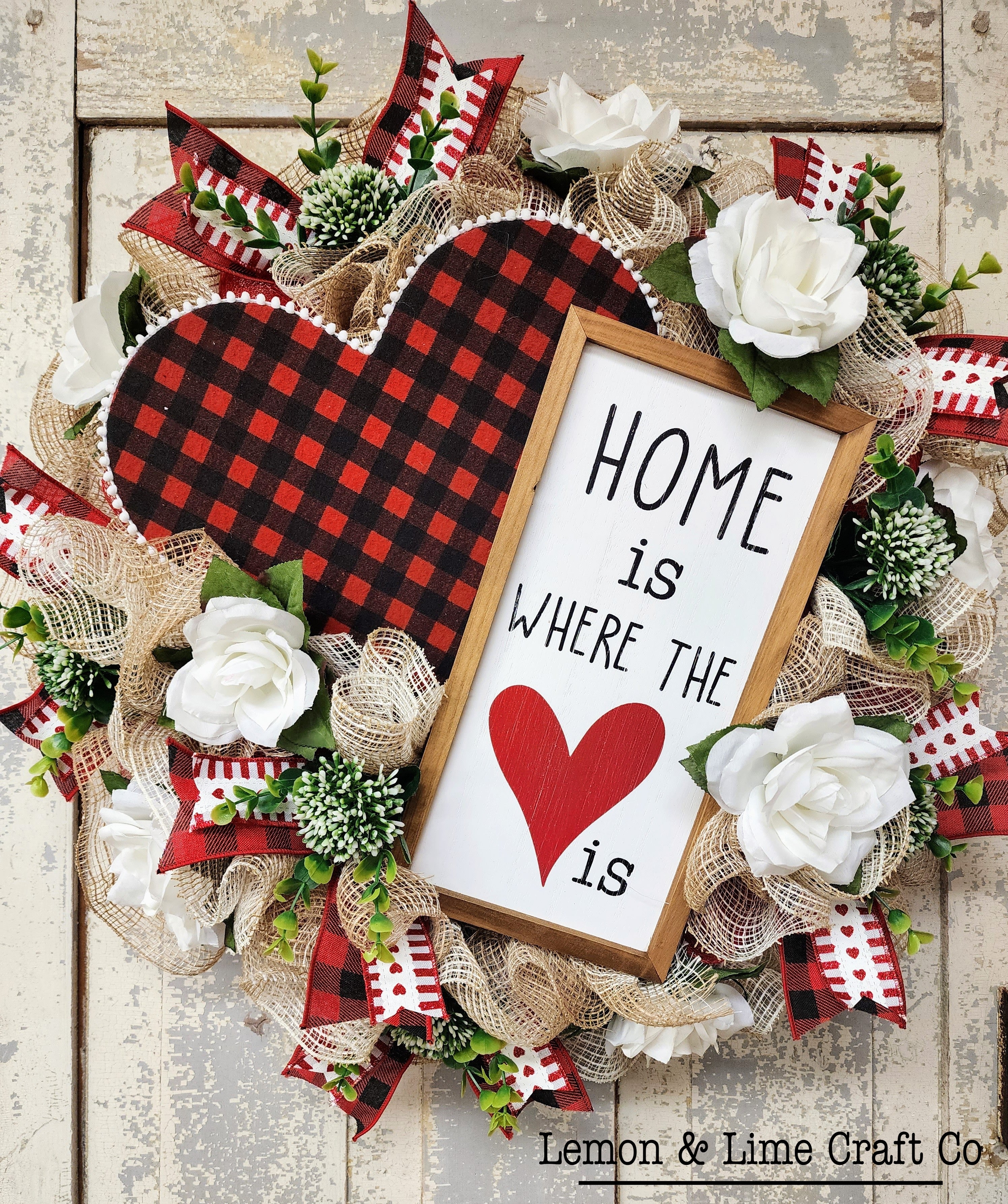 Home Is Where The Heart Is Valentine Mesh Wreath