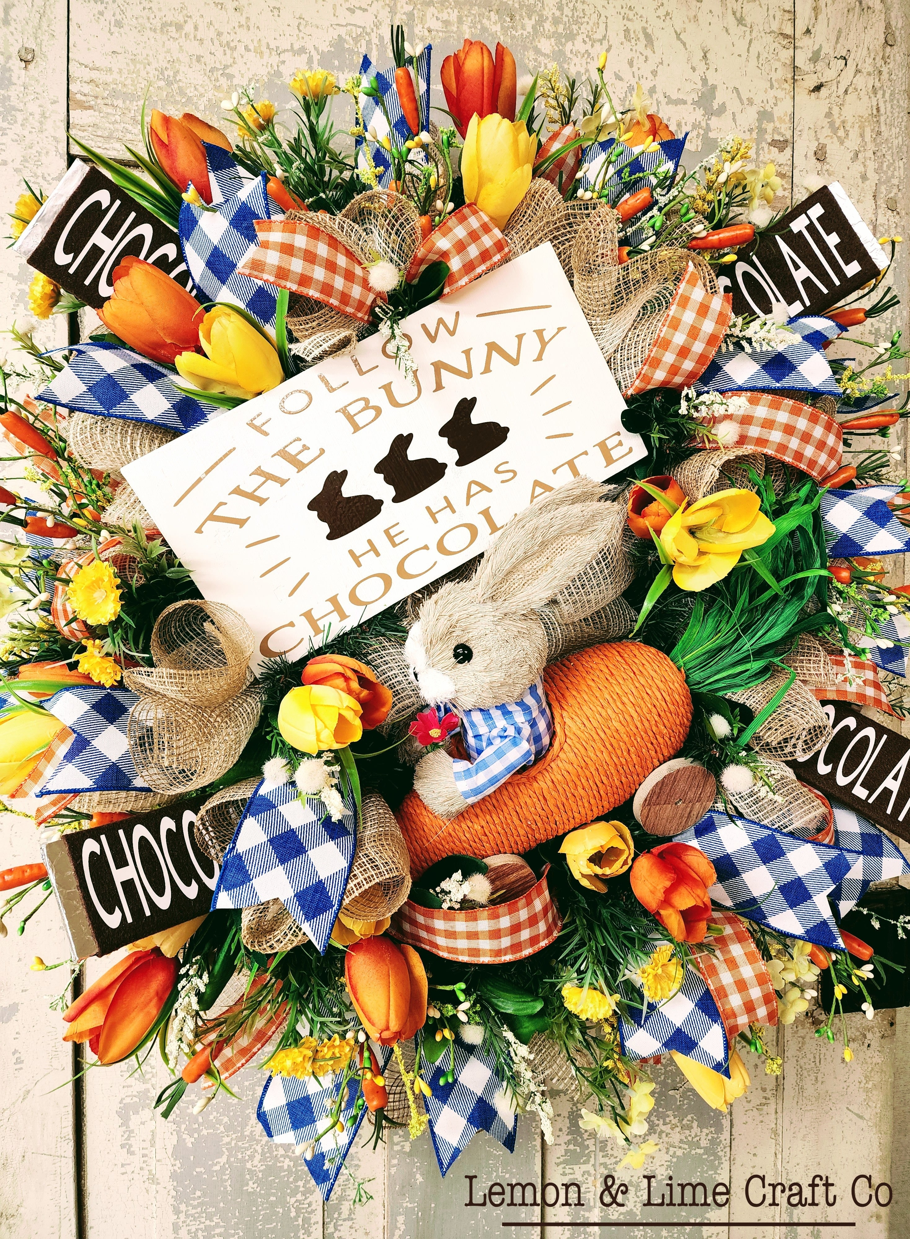 Chocolate Bar Easter Mesh Wreath