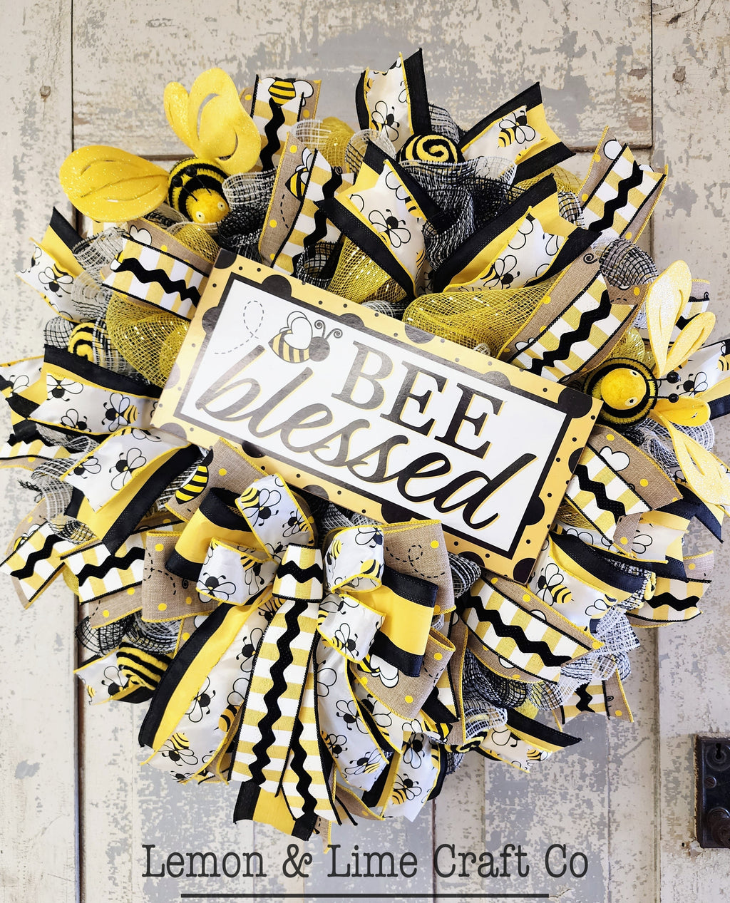 Bee Blessed Mesh Wreath