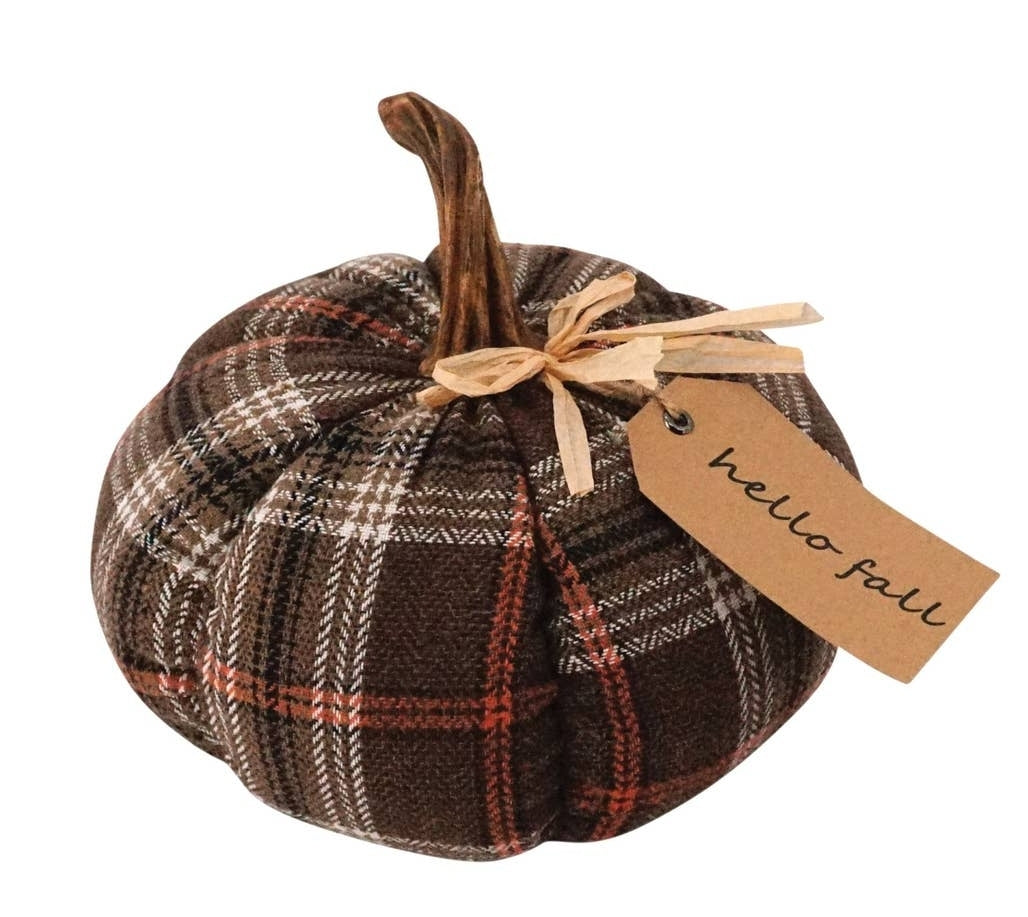 Large Plush Harvest Plaid Pumpkin