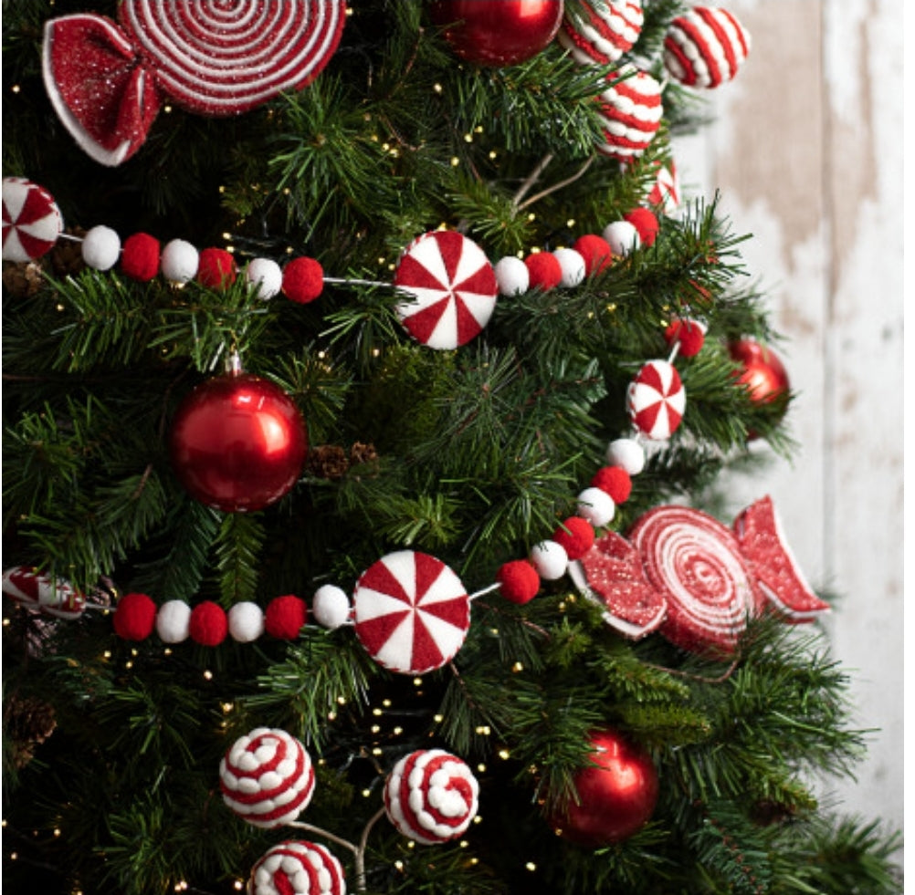 Felt Ball Peppermint Garland
