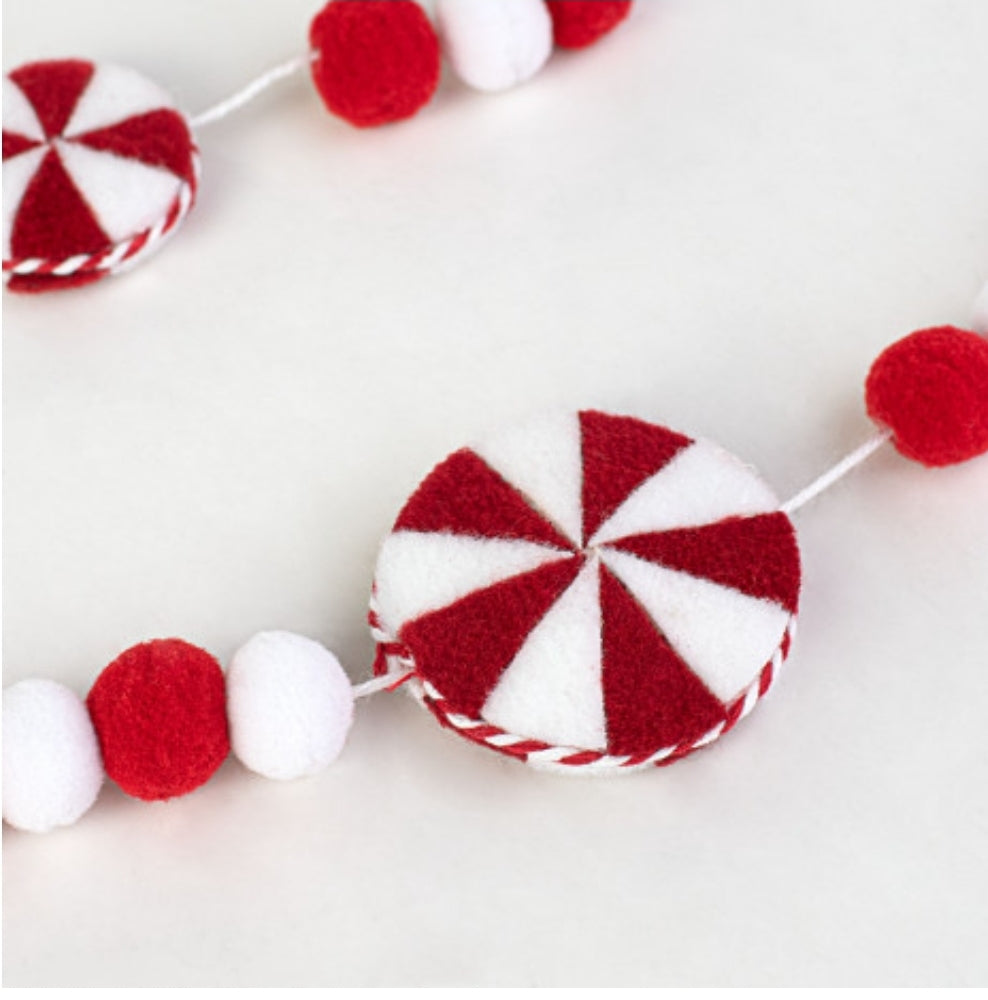 Felt Ball Peppermint Garland