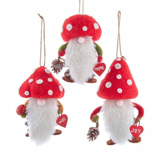 5" Mushroom Gnome Glitter Ornament