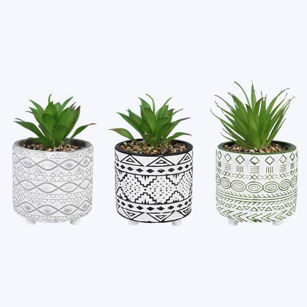 Cement Pot w/Greenery - 3 Assorted