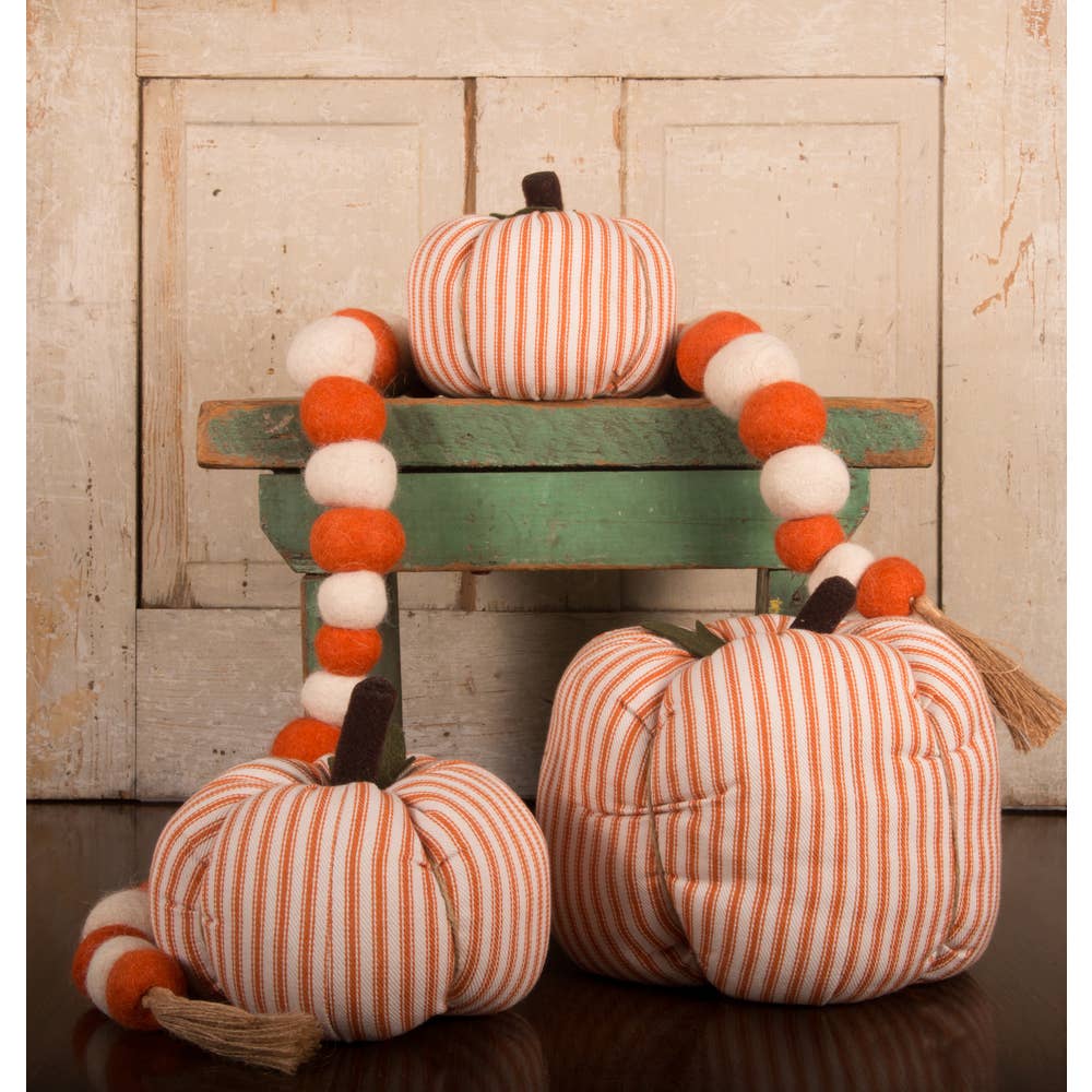 Cream Orange Ticking Pumpkin