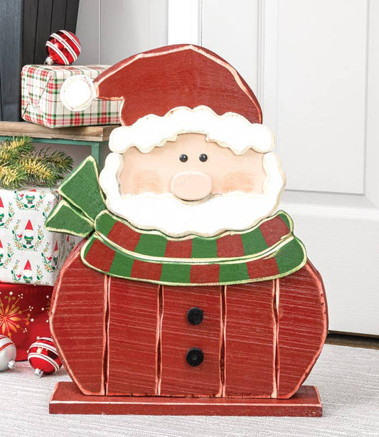 Wooden Santa W/Scarf Stander