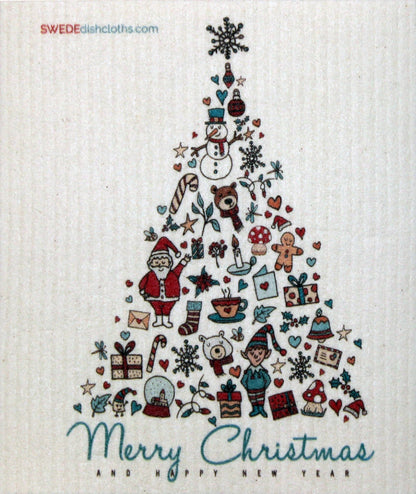 Christmas Tree Collage Swedish Dishcloth