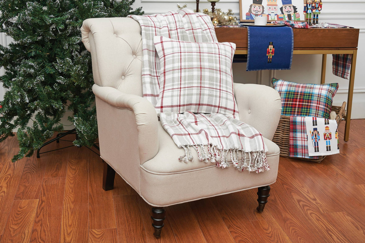 Christmas Sentiment Plaid Throw