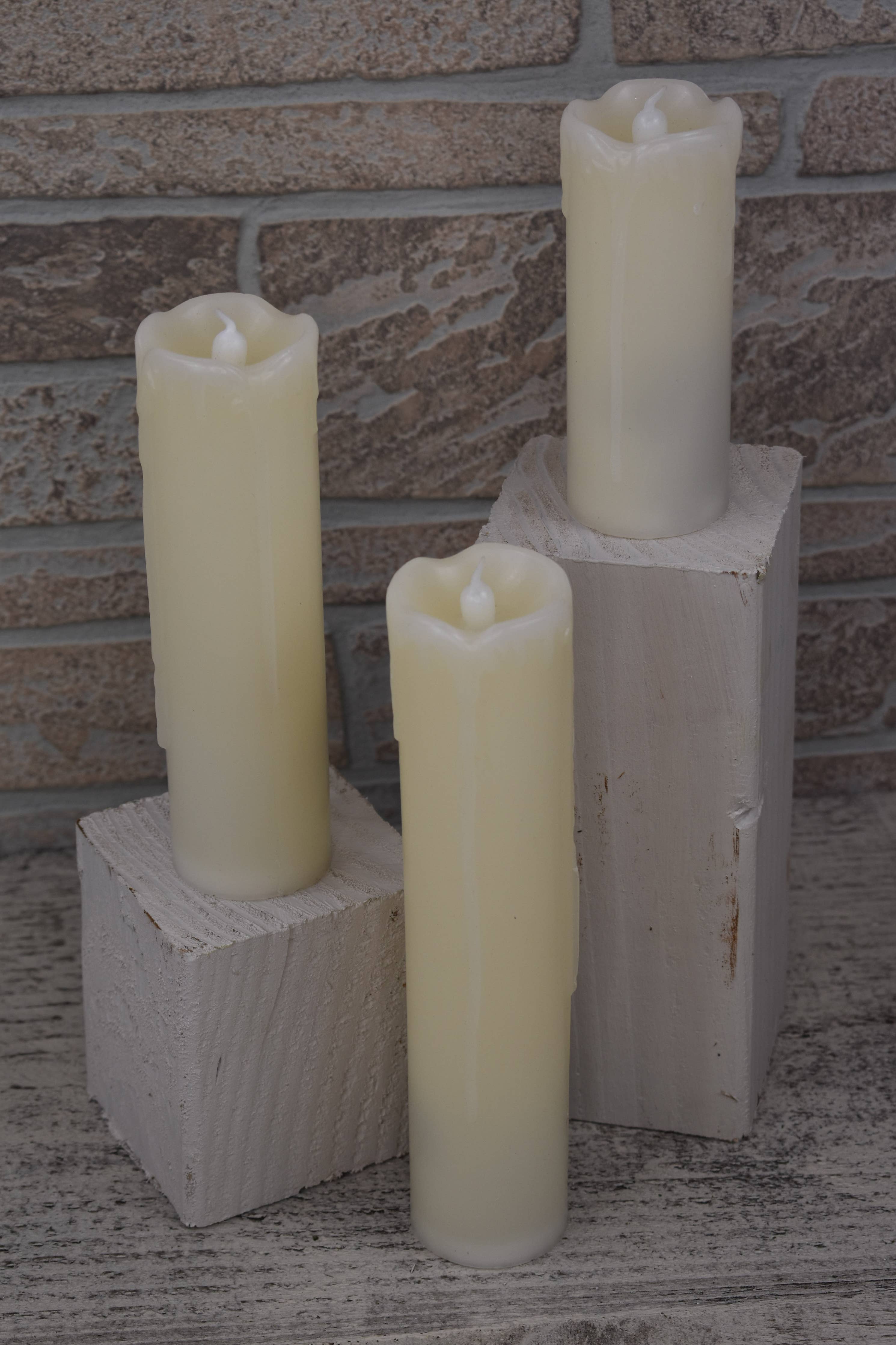 Cream Drip LED Candle 2x9"