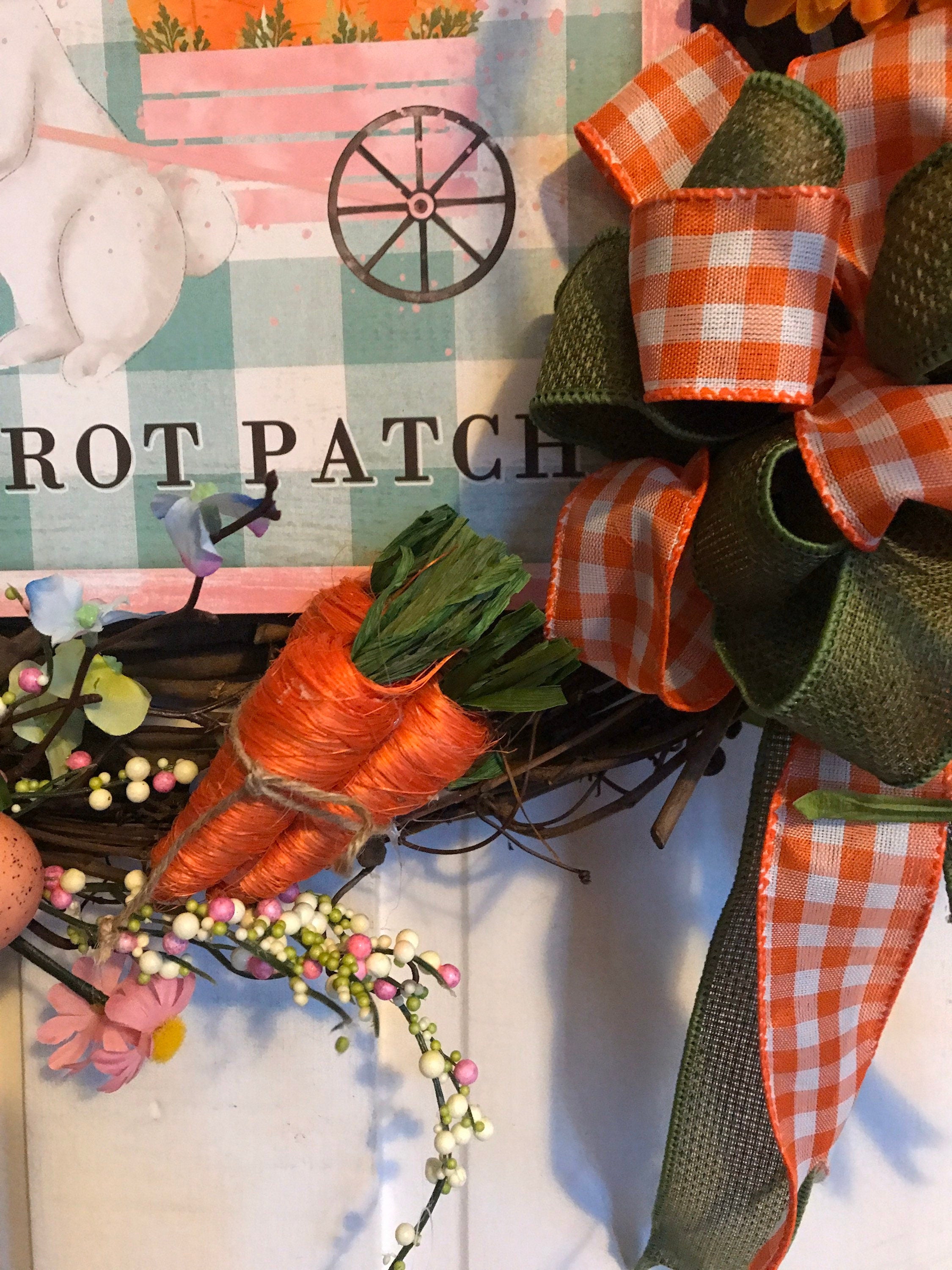Whispy Carrot Patch Grapevine Wreath
